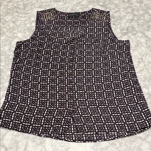 Elementz Geometric Sleeveless Blouse - Black and White